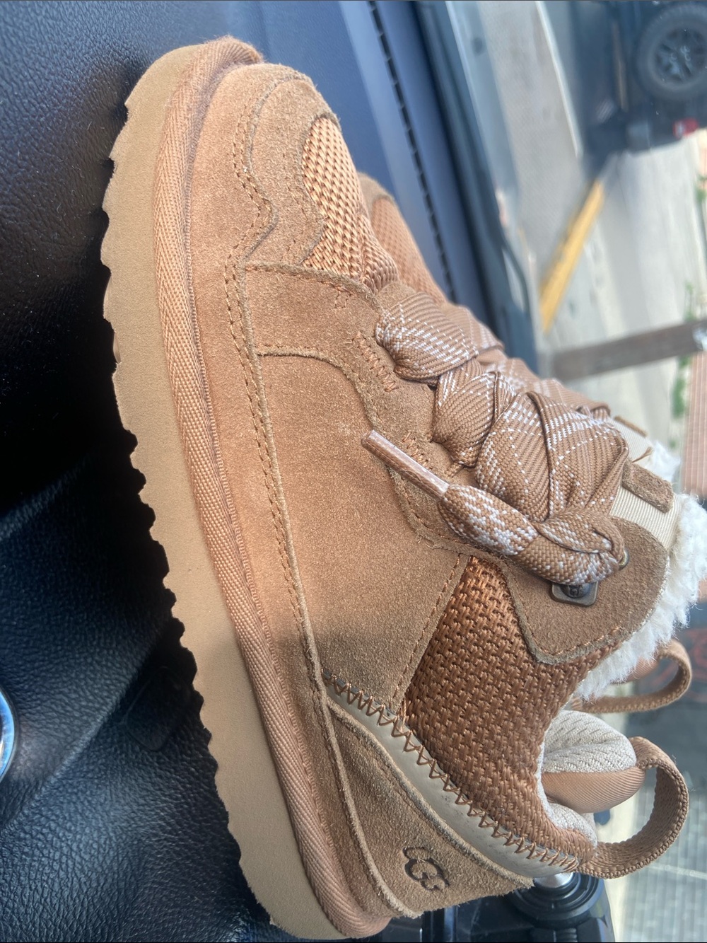 UGG Kids Chestnut Suede Lace-Up Boots